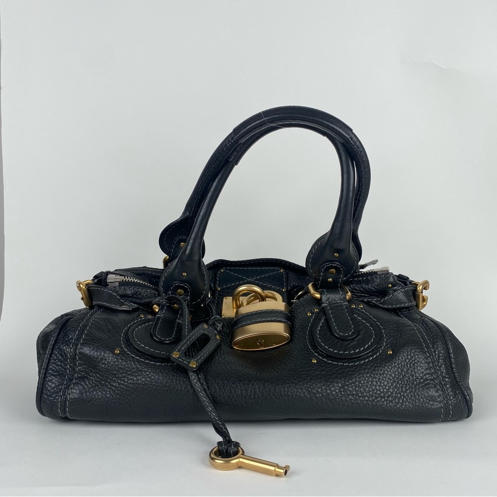 Chloe Black Leather Paddington Bag with Gold Hardware